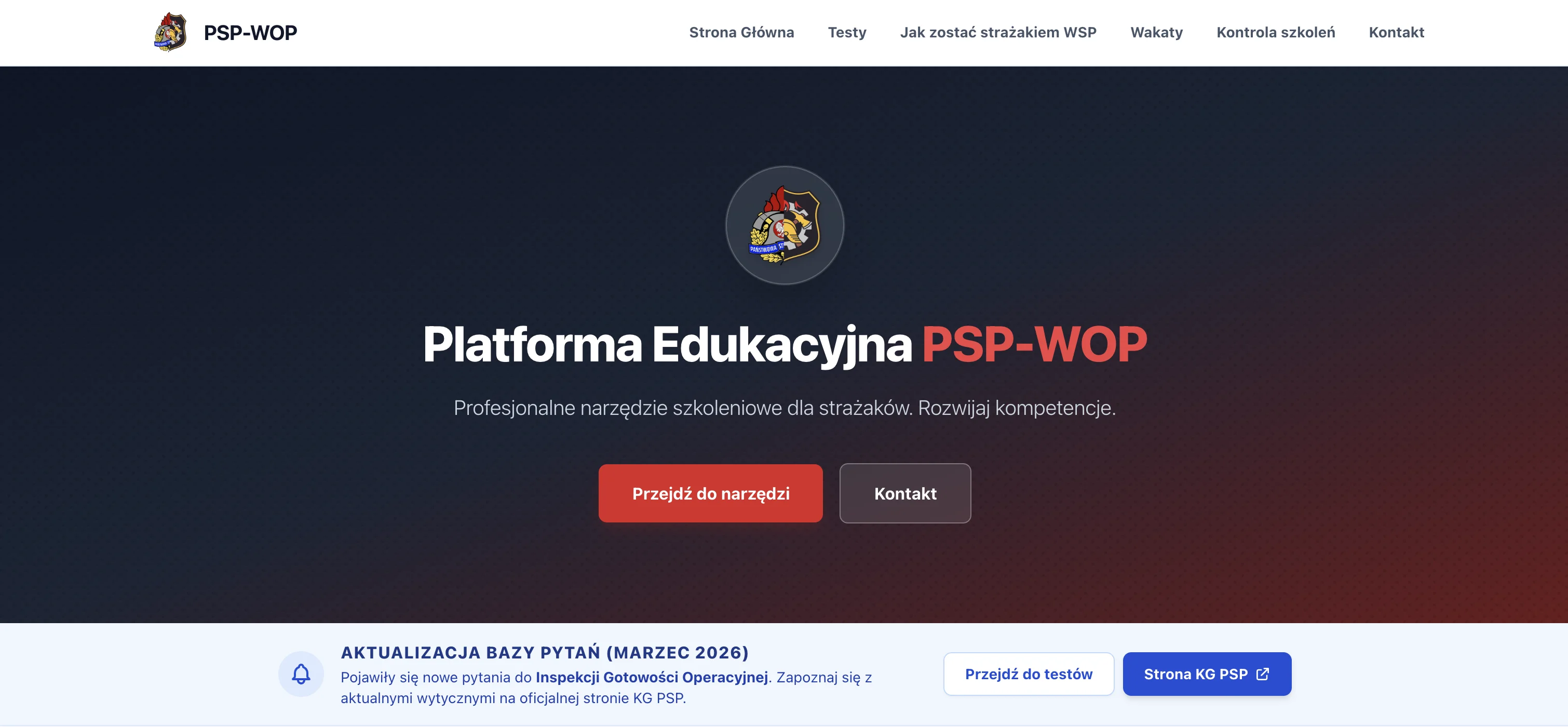 Strona internetowa / Aplikacja - Psp-wop - System dla Strażaków