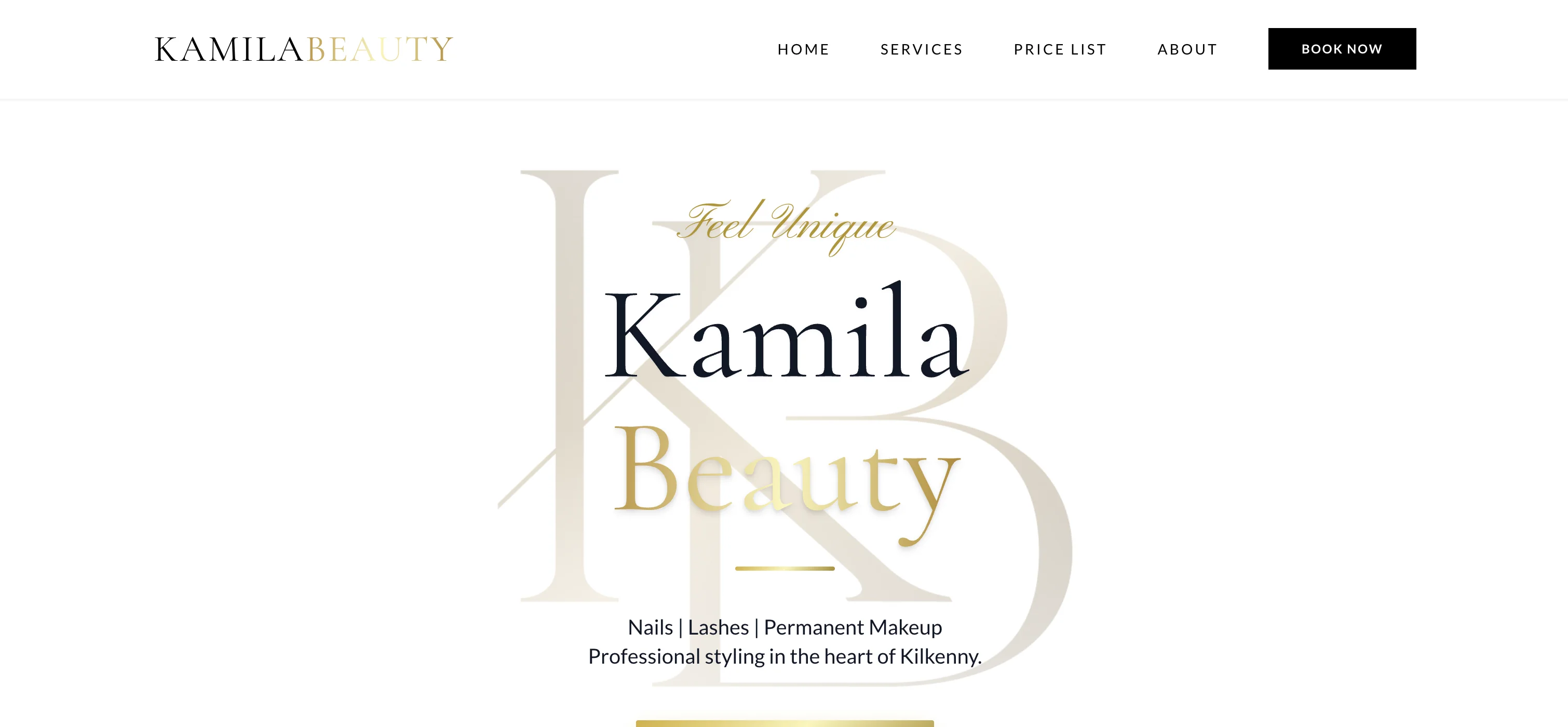Strona internetowa / Aplikacja - Kamila Beauty - Kilkenny